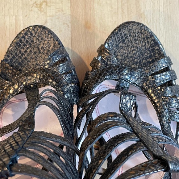 Plenty by Tracy Reese Bronze Snakeskin Strappy Sandals - Picture 6 of 8